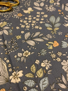 Half- Cobalt Blue Floral cotton twill
