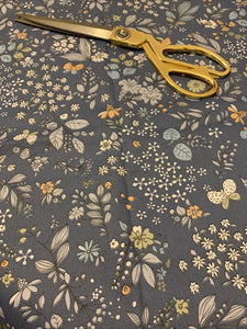 Half- Cobalt Blue Floral cotton twill