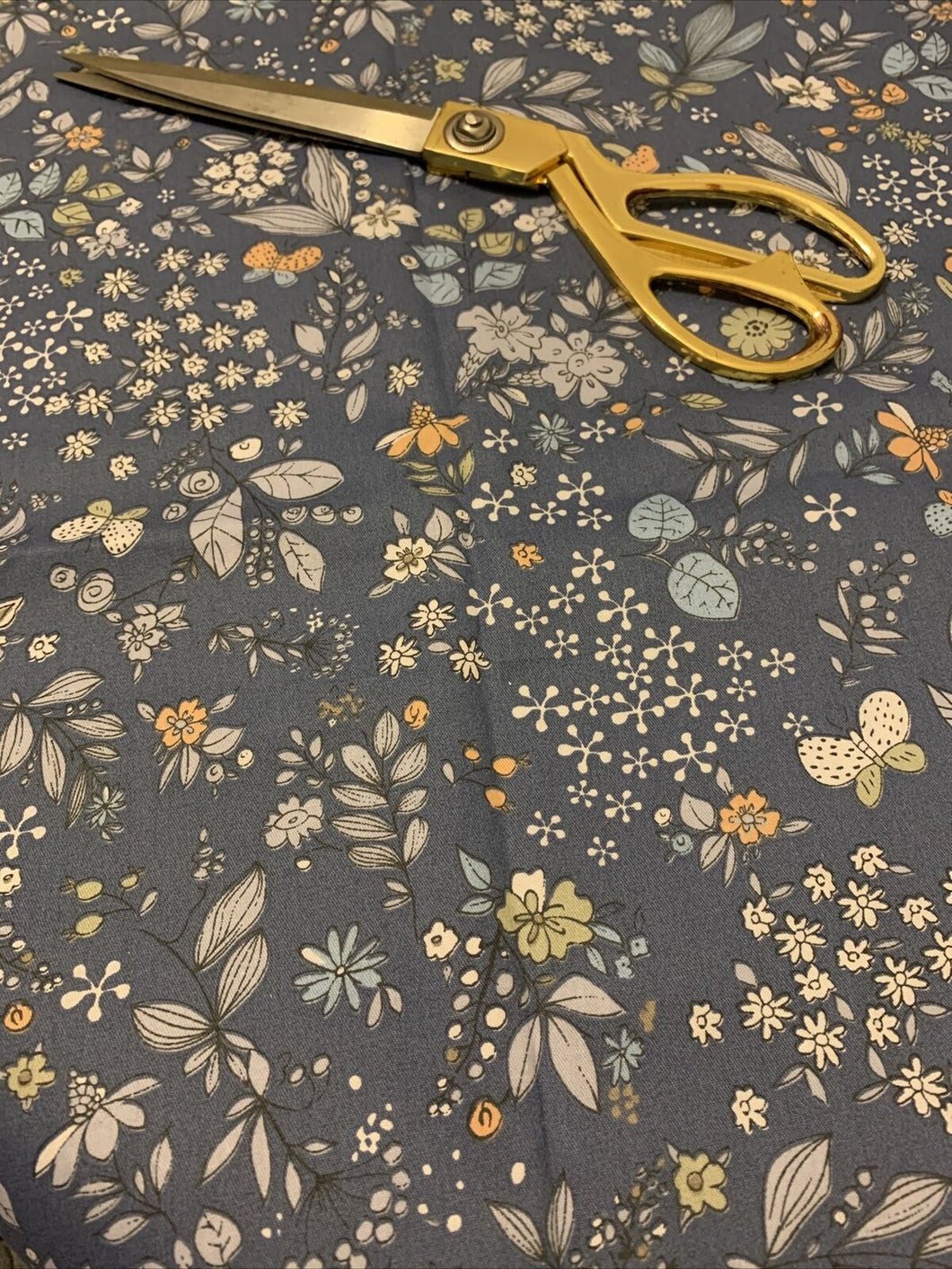 Half- Cobalt Blue Floral cotton twill