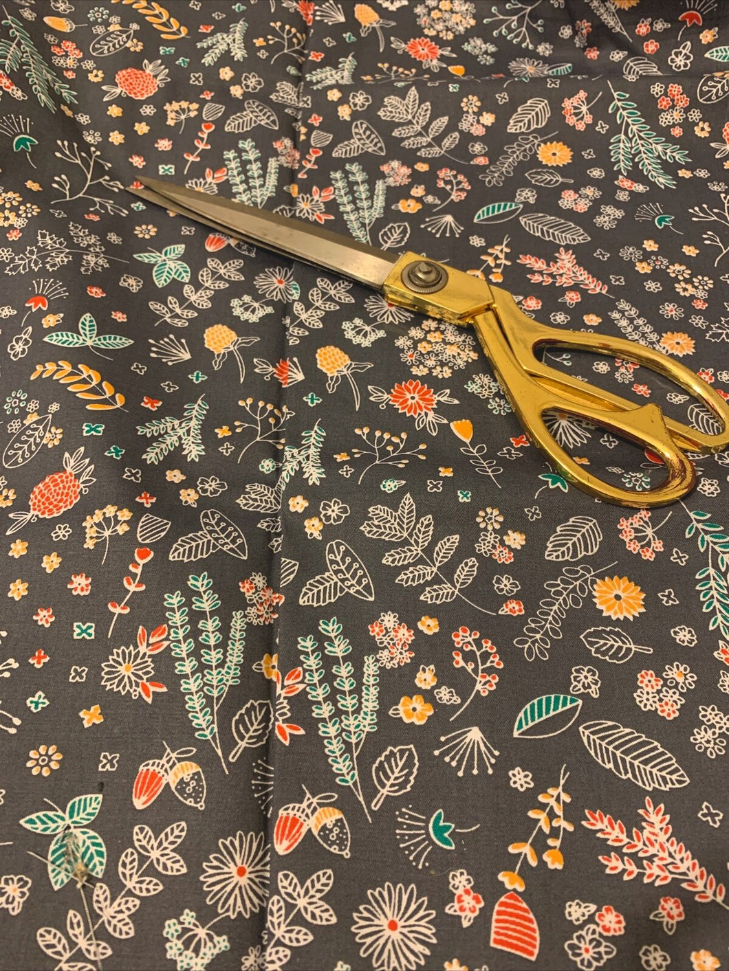 Half- Dark Blue Floral cotton twill