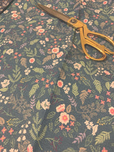 Load image into Gallery viewer, Half- Aqua Blue Floral Cotton twill

