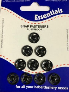 Black metal snaps - 10mm