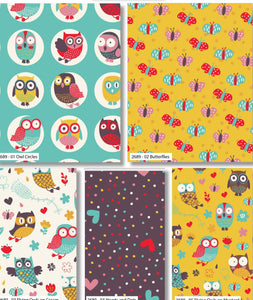 5 x Fat quarters Happy owls