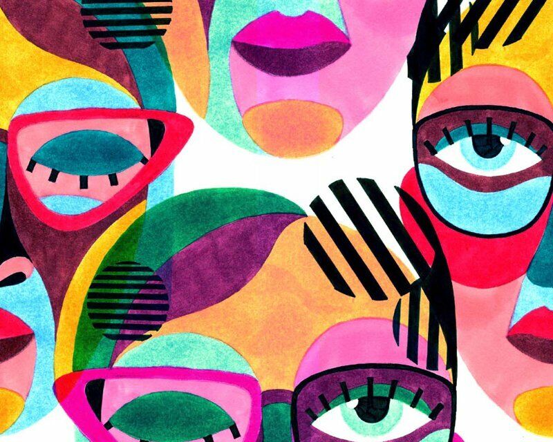 Abstract Faces/Half Metre