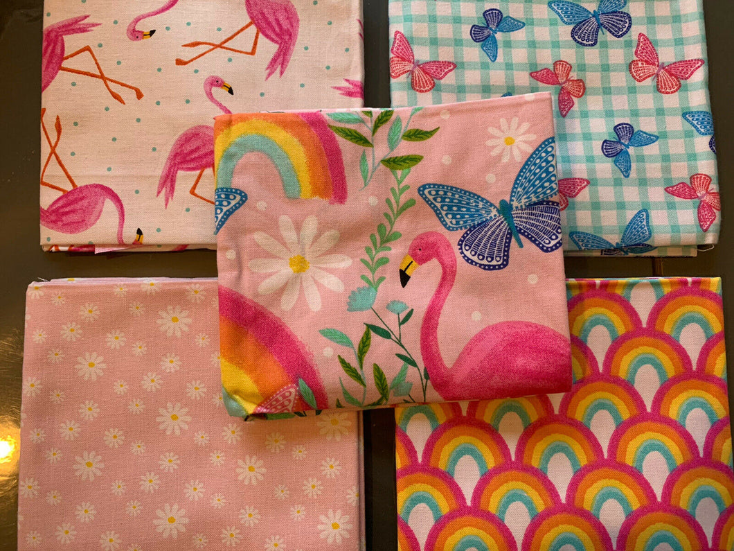 5 x Fat Quarters Flamingos